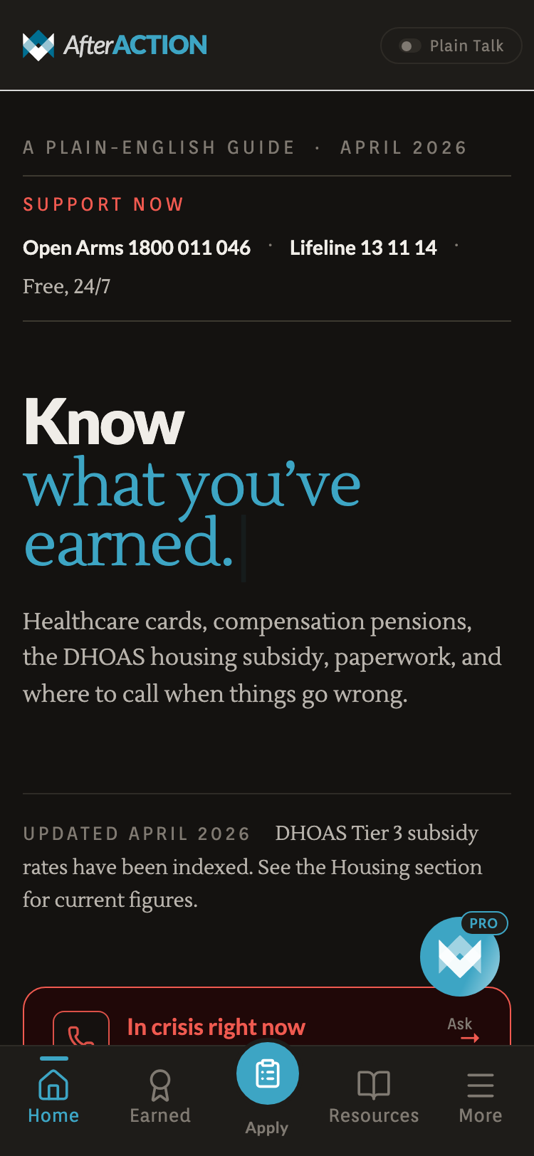 ExitBrief home screen